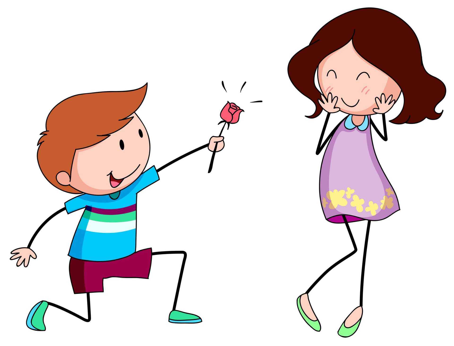 boy giving a rose to a girl
